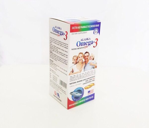 Dầu cá Alaska Omega- 3 with Coenzim Q10 hộp trắng gia đình