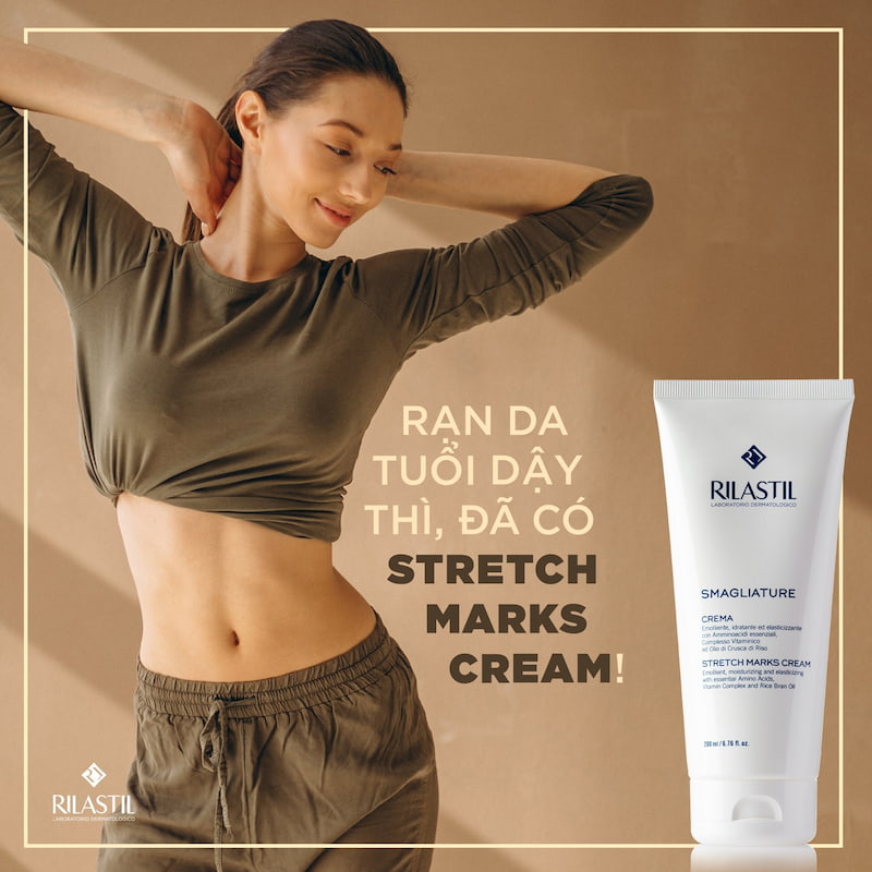 Rilastil Stretch Mark Cream có tác dụng phục hồi da bị rạn