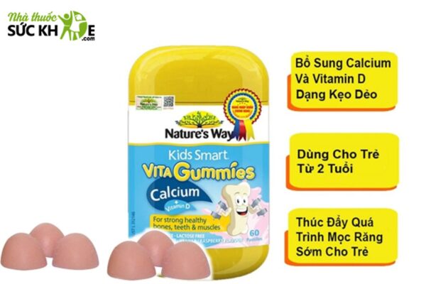 Kẹo Nature Way Kisd Mart Bổ Sung Canxi + Vitamin D Cho Trẻ 60 Viên