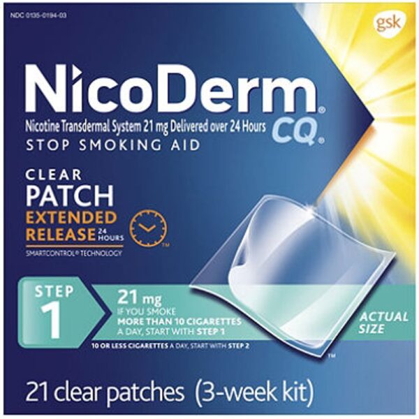 Miếng dán cai thuốc lá NicoDerm CQ hiệu quả (21 miếng)