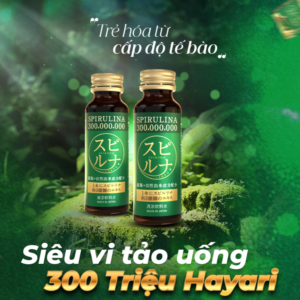 Nước uống siêu vi tảo Hayari Spirulina 300 triệu hỗ trợ trẻ hóa da