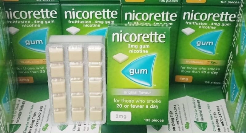 Kẹo cao su Nicorette 2mg giúp giảm thiểu cảm giác thèm thuốc lá