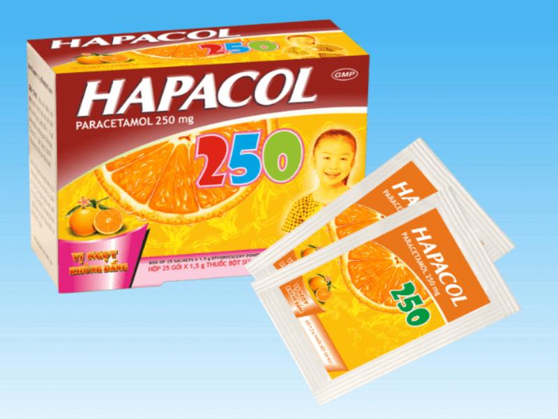 Hapacol 250mg phù hợp dùng hạ sốt cho trẻ em