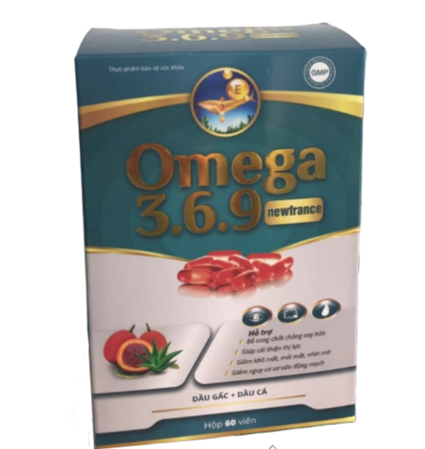 Viên uống Omega 3 6 9 Newfrance dầu gấc + dầu cá hộp 60 viên