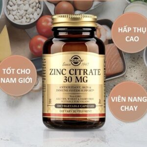 Viên uống Solgar Zinc Citrate 30Mg