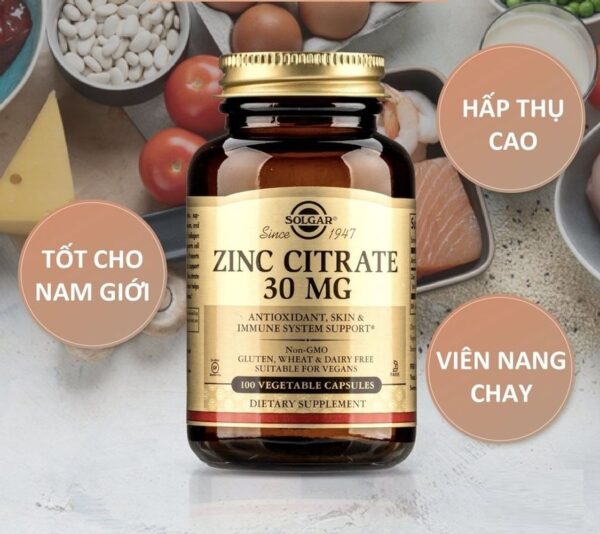 Viên uống Solgar Zinc Citrate 30Mg