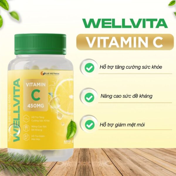 Viên uống WellVita Vitamin C 450mg hỗ trợ tăng cường sức khỏe