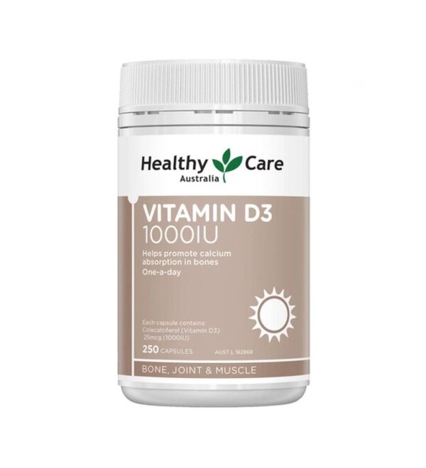 [Date T11.2024] Vitamin D3 1000 IU Healthy Care hộp 250 viên của Úc