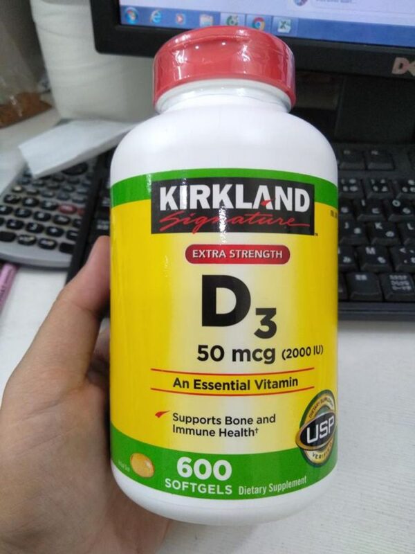 [Date T8/2024] Vitamin D3 2000IU Kirland Signature của Mỹ 600 viên