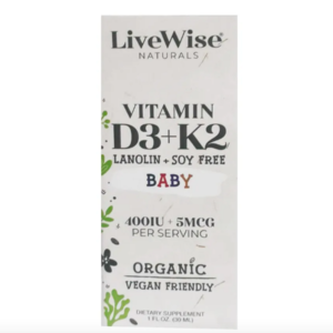 Vitamin D3 + K2 hữu cơ dạng giọt Livewise Baby cho bé