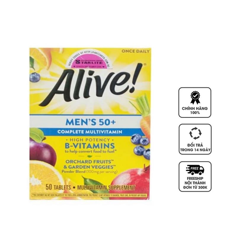 Sản phẩm vitamin Alive Men’s 50+ dành cho quý ông trên 50 tuổi