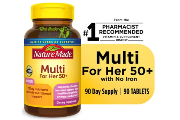 Vitamin tổng hợp cho nữ Nature Made Multi For Her 50+ 90 viên