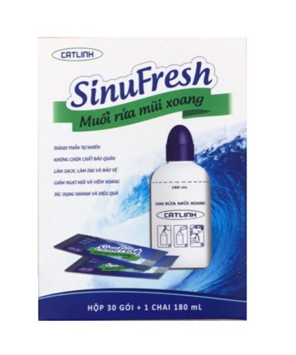 Bình rửa mũi SinuFresh Cát Linh chai 180ml kèm 10 gói muối