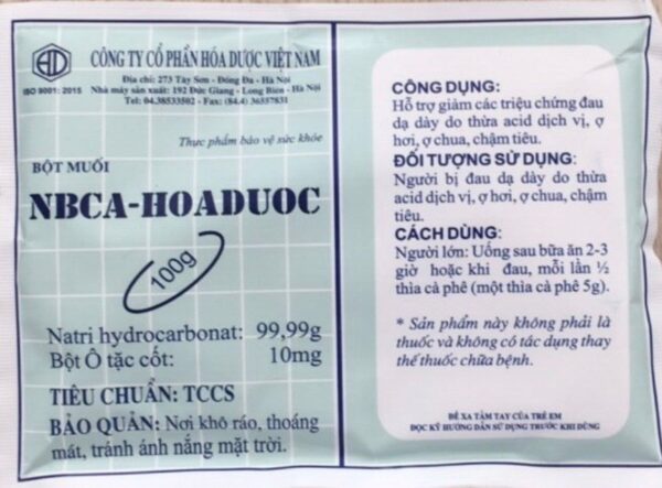 Bột muối NBCA- Hoaduoc hỗ trợ giảm chứng đau dạ dày (100g)