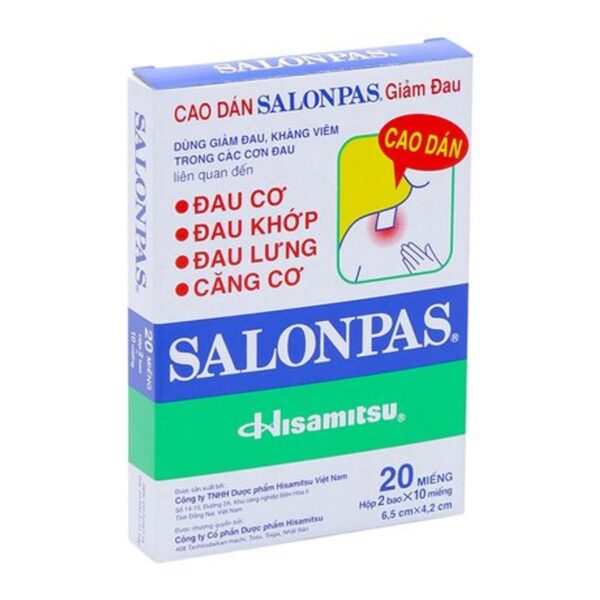 Cao dán Salonpas Hisamitsu (2 bao x 10 miếng/hộp)