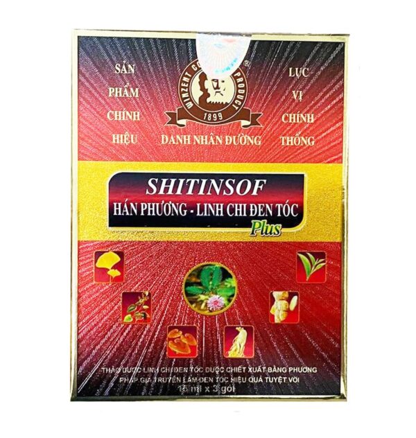 Dầu gội đen tóc Shitinsof Hán Phương Linh Chi hộp 3 gói