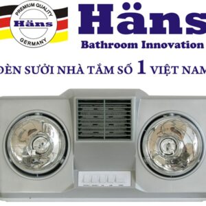 Đèn sưởi nhà tắm Hans H2B-HW 2 bóng, thổi gió nóng