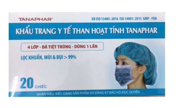 Khẩu trang y tế than hoạt tính Tanaphar 4 lớp