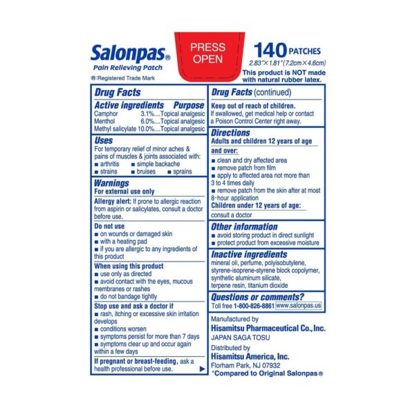 Miếng dán hỗ trợ giảm đau Salonpas Pain Relieving Patch