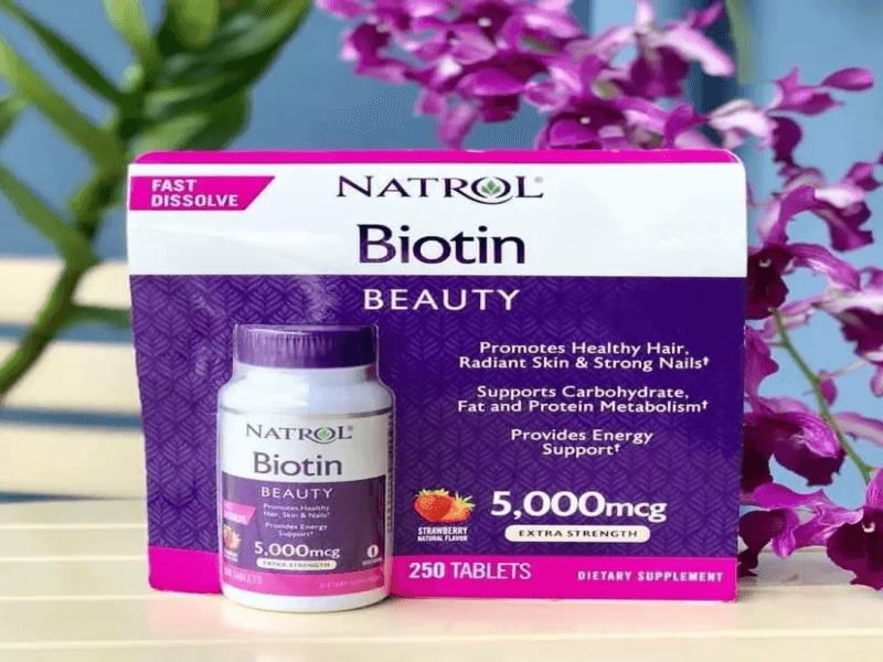 Viên hỗ trợ mọc tóc Natrol Biotin 5000 mcg 