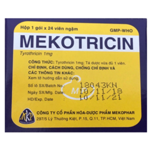 Thuốc trị ho, long đờm Mekotricin hộp 1 gói 24 viên ngậm