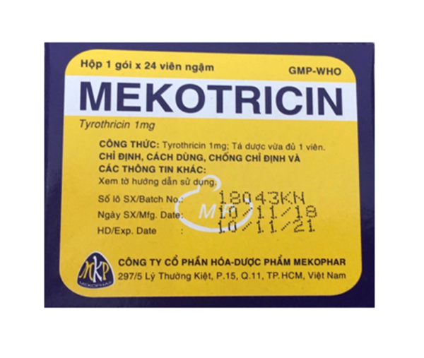 Thuốc trị ho, long đờm Mekotricin hộp 1 gói 24 viên ngậm