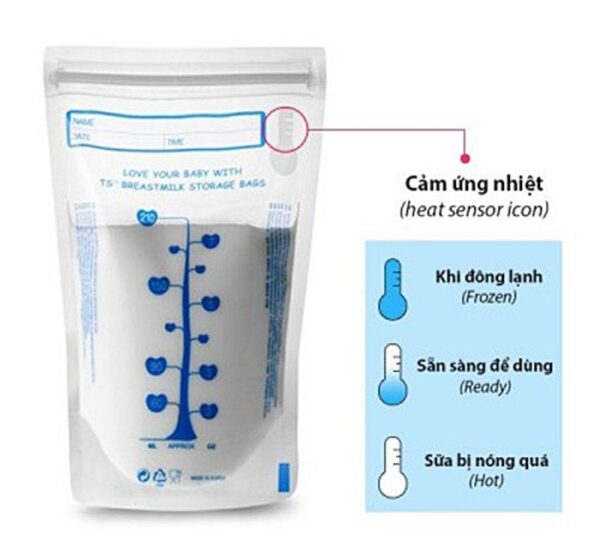 Túi trữ sữa Unimom cảm ứng nhiệt 210ml