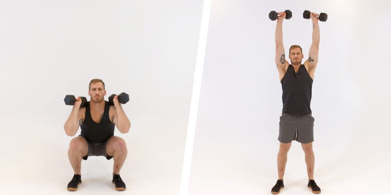 Squat kết hợp tay đẩy tạ Dumbbell Thruster