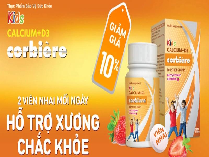 Viên nhai Calcium D3 Corbiere Sanofi bổ sung canxi cho bé 3 tuổi