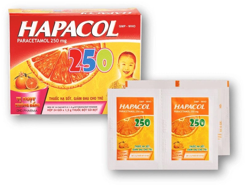 Hapacol 250 là một dạng thuốc hạ sốt chứa thành phần hoạt chất paracetamol